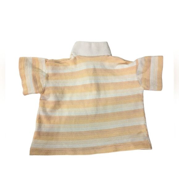 kids 60s/70s vintage Textured‎ striped neutral top - Picture 4 of 4